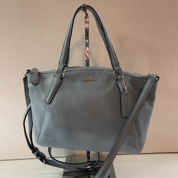 Coach Leather Small 2-way Handbag Baby Blue - Picture 1 of 12